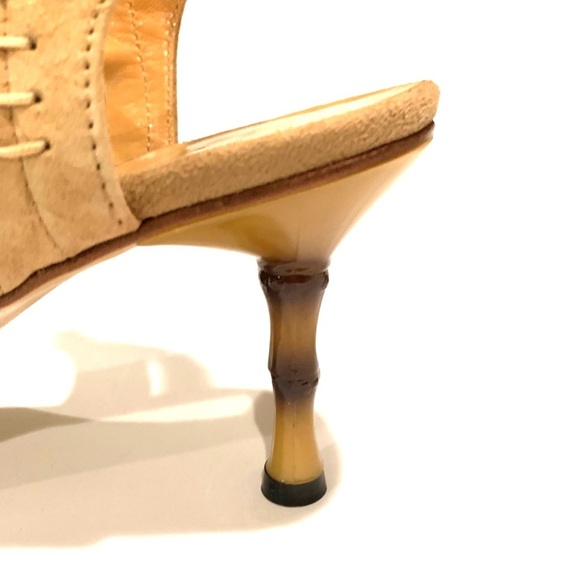 V Italia Tan Suede Western Heels with ornate Heel - Picture 4 of 12